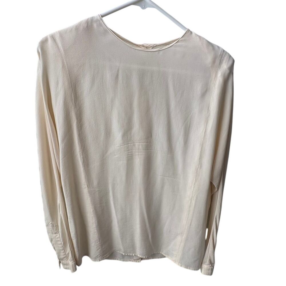 Vintage Linda Allard Ellen Tracy Cream Silk Blouse 4 Top Business Church